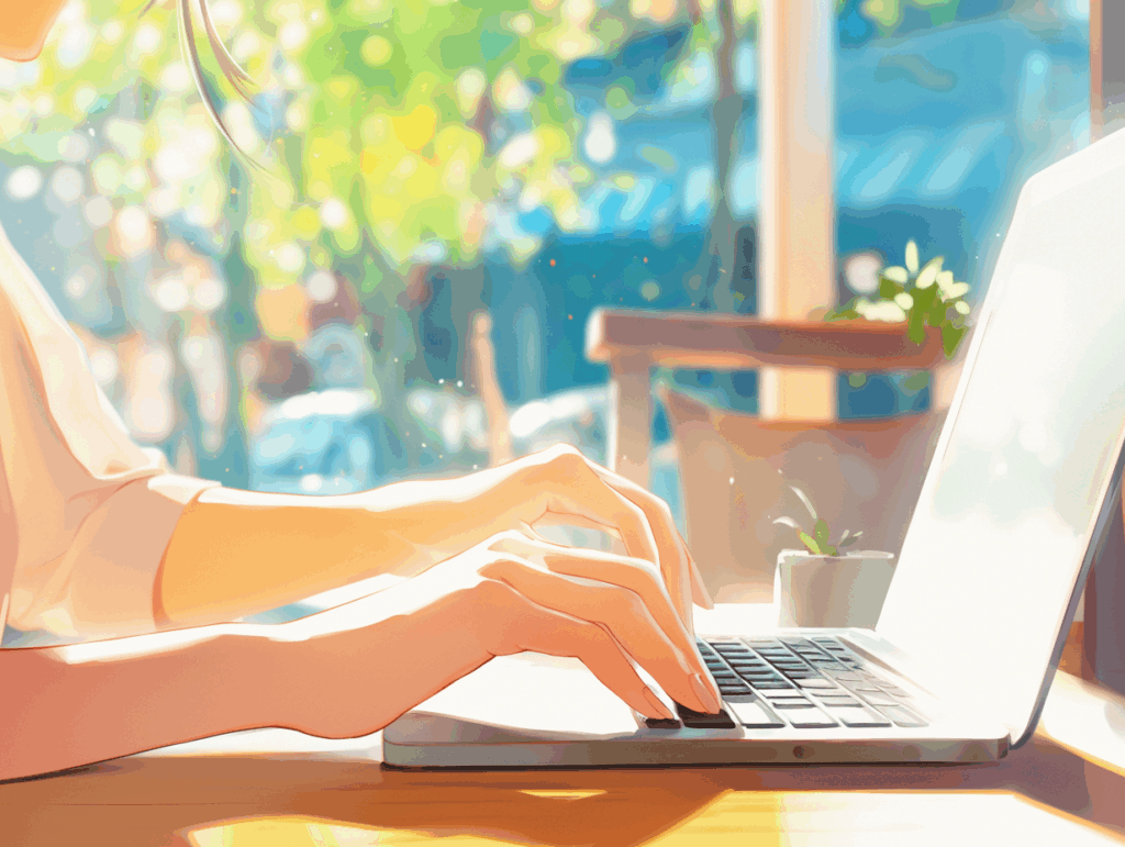 a person typing on a laptop
