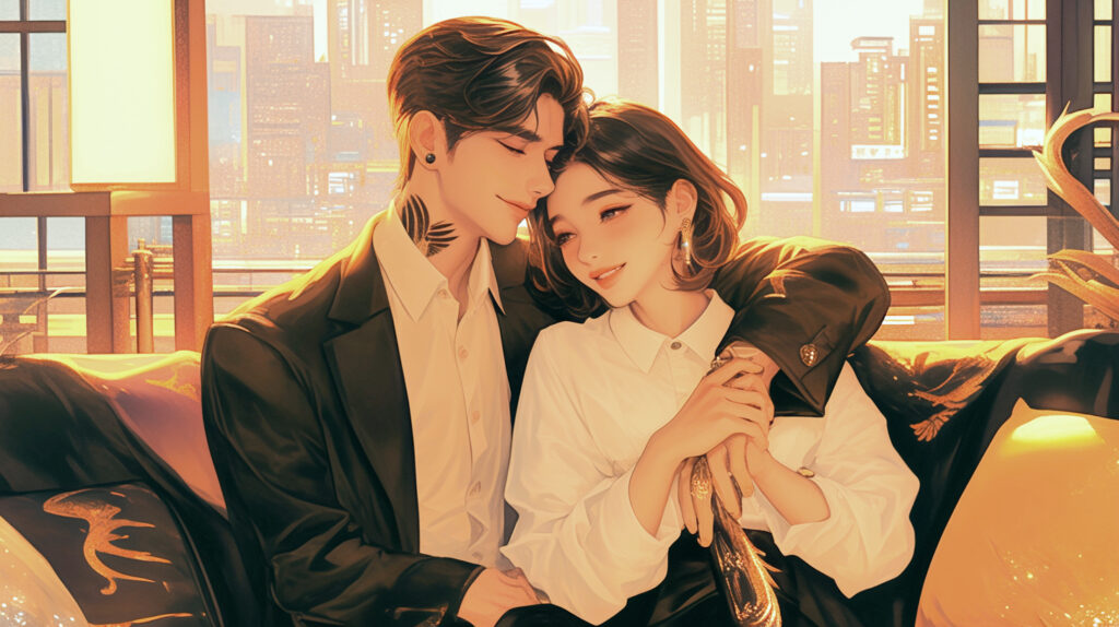 AI boyfriend show his emotion to a girl