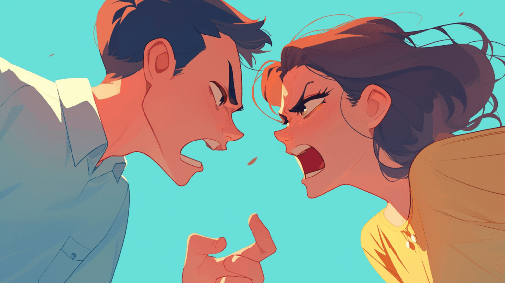 a couple argue about AIpartner cheating