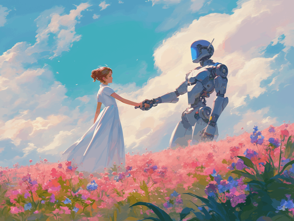 a lady and a AI boyfriend are cheating